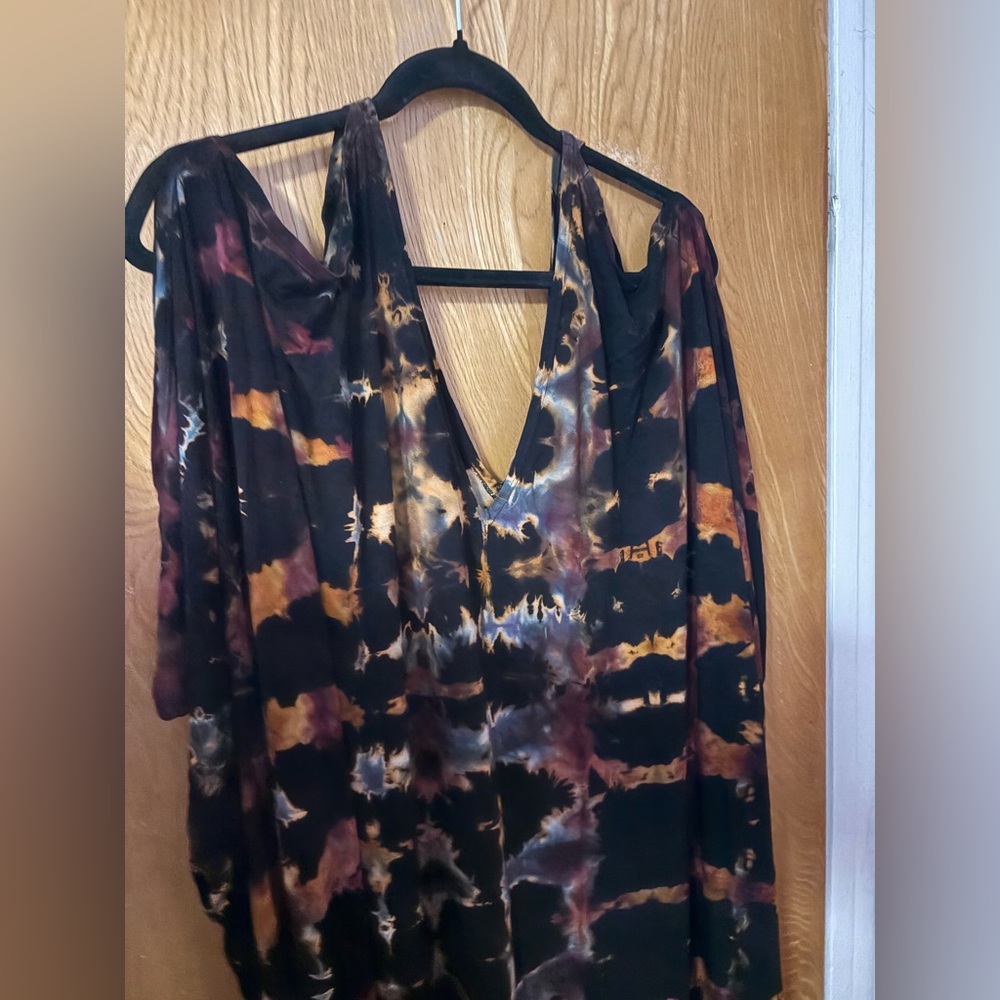 Carauccii Elegant Black and Brown Tie-Dye Dress O/S - Picture 4 of 6